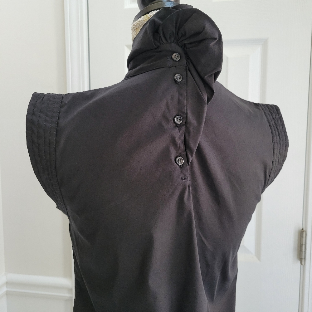 Piazza Sempione Black High Neck Top Minimalist Designer‎ Blouse Size 40 - Picture 7 of 11